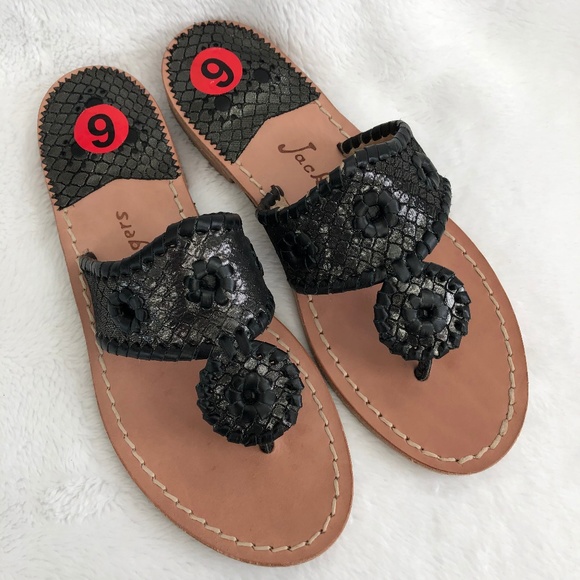Jack Rogers Shoes - NEW Jack Rogers Sardinia Sandals Black Snake 6M